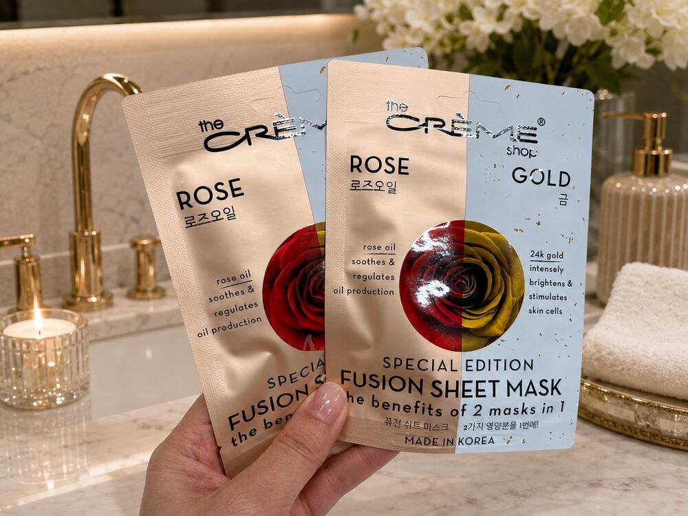 The Crème Shop Special Edition Face Masks Set of 2 Rose Oil & 24K Gold